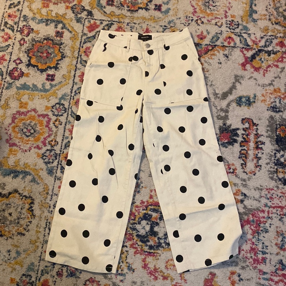 Cream and black polka dot pants from target